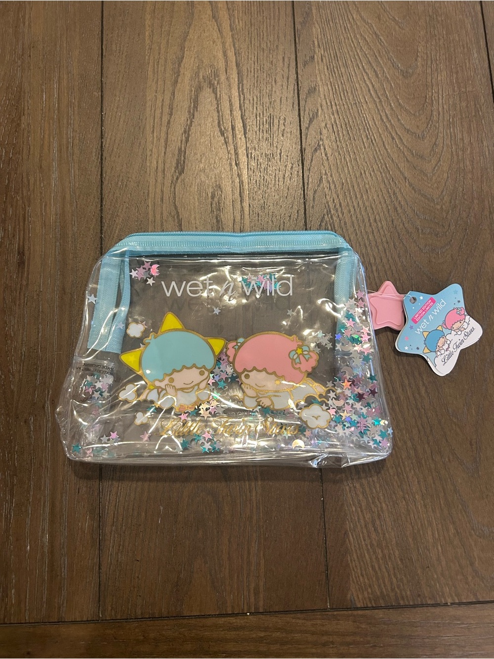 wet n wild Clear Kids Glitter Pouch with Blue & Pink Accents